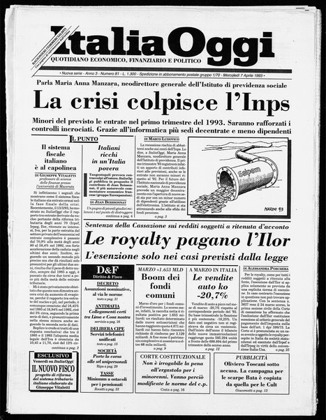 Italia oggi : quotidiano di economia finanza e politica